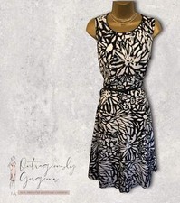 Michaela Louisa Black & White Fit & Flare Dress With Bolero & Belt UK 14 US 10 E