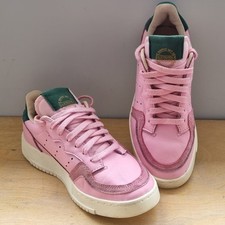 Rare Women's Adidas Size 4 4.5  Supercourt  Pink Green Trainers Pumps Retro VGC