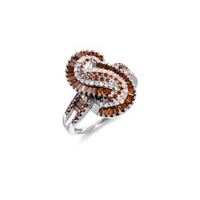 Natural Brown & White Diamond 9k Gold Cognac Ring. 05-01-0033