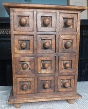 Vintage Rustic Indian Wooden Spice Drawers/Apothecary Storage Box