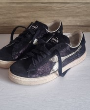 Diadora Heritage 1977 Ladies Black And White Retro Trainers Size UK 7 EU 40.5