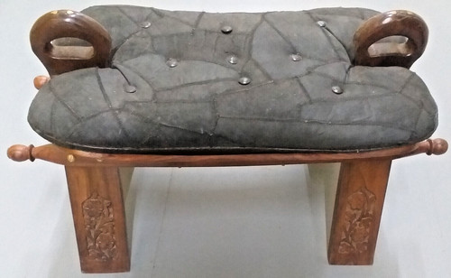 Camel seat carved - camel, brass