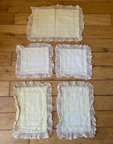 5pc white yellow - yellow, checked