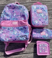 Smiggle Unicorn 4 Piece School Bag Set With Lunch Box Pencil Case - Pink Girls