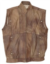 VINTAGE Mens Leather Gilet UK