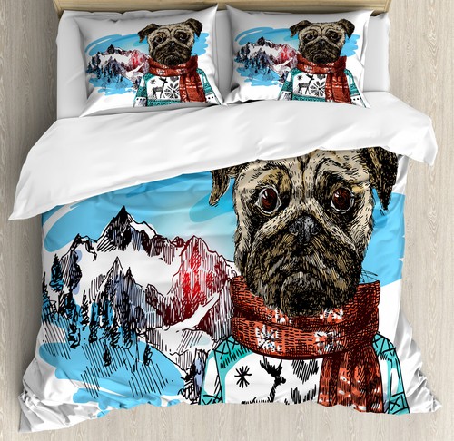 Pug duvet cover set sketch - duvet,