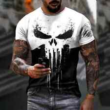 Men's Skull Punisher T-Shirt Graphic Short Sleeve Tee Gym Casual Streetwear NEW