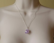 Shaded Amethyst Rough Nugget & Sterling Silver Necklace.
