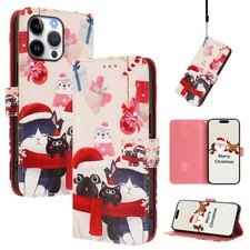 Christmas Wallet Case For Various Phone Card Hot Gift Bag Flip Stand Phone Cover