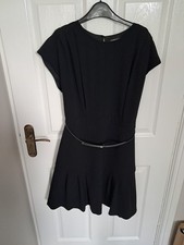 Ladies Warehouse Black Dress Size 14 With Belt. Fully Lined.