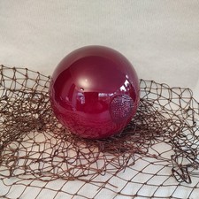 Vintage Red Glass Ball Fishing Float Buoy Nautical Beach Décor 5” diam. approx