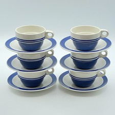 Set Of 6 Rare T G Green , Cornishware For Habitat espresso Cups & Saucers , VGC