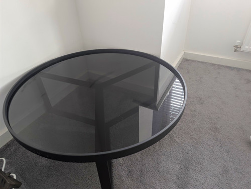 Made round black glass - made,