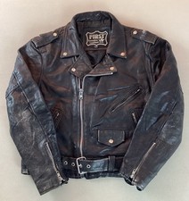Vintage FIRST Leather Biker Jacket Motorcycle Jacket Black Size 44
