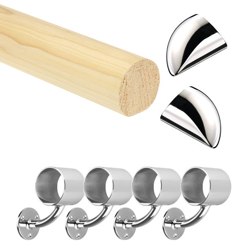 Pine round mopstick handrail - pine,