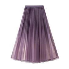 Mesh Half-length Skirt Large Swing Skirt Gradient Chiffon Skirt Pleated Women's