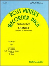 Quintet for Descant Treble Tenor Bass Recorder Music Score Parts  Byrd__ Winters