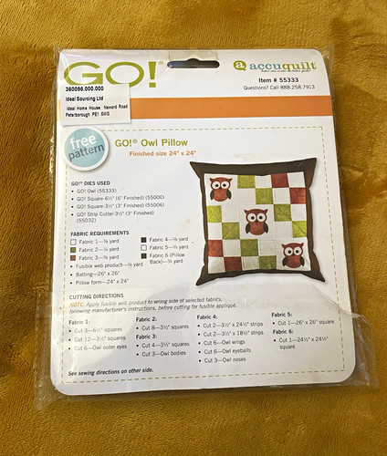 Accuquilt owl pillow - go!,