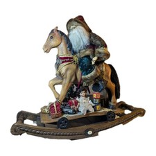 Rocking Santa Horse Costco Vintage Christmas Resin Wood Figurine 26" Rare L26B