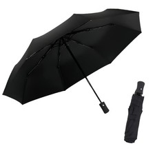 Black Automiatc Umbrella Men & Women 8 Ribs Stormproof Strong Folding Windproof 