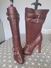 Christian Louboutin Loubi Bike 140 Brown Leather & Tonal Python Leather 39