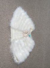 Monsoon White Cream Ivory Feather Shoulder Stole Wrap Prett Age 10-13 Girl Bnwot