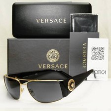 Versace Sunglasses Black Gold Medusa Square Metal MOD VE 2163 1002/87