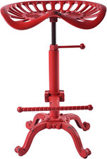 "Aged Red Rustic Tractor Seat Bar Stool"
