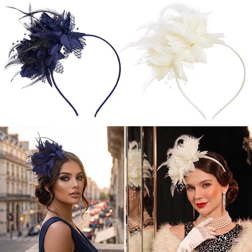 Flower feather hair fascinator - flower,
