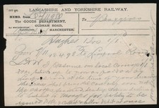 Original Railway Paperwork Item Lancashire & Yorkshire Railway,  (Lot  6)