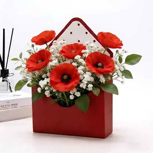 Red envelope flower - box, polka