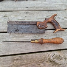 VINTAGE WOOD AND METAL OLD TENON SAW and ADDITIONAL SAW 