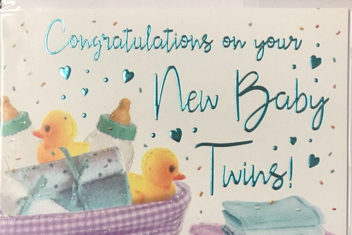 Birth twins card - birth, of