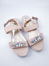 Atmosphere size 7 (40/41) nude faux leather strappy flat platform sandals