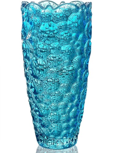 Blue glass vase for flowers - blue,
