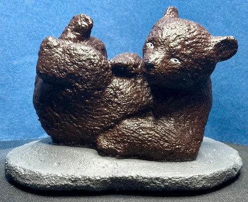 Small brown bear stone statue - small,