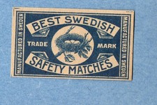 MATCHBOX LABELS SWEDEN- Best Swedish (egg nest), blue, export , smaller - **mint