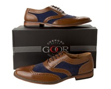 GATSBY MENS WEDDING BROGUES SHOES TAN NAVY LACE UP SUIT SHOES FORMAL SMART SIZE