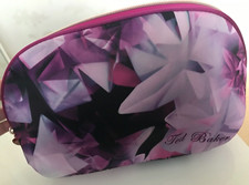 Ted Baker pink floral wash make-up toiletries bag zipper used once 30 x 18 cm