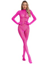 Womens Fishnet Bodystocking Mesh Full Body Stockings Babydoll Jumpsuit Catsuit