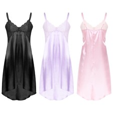 UK Men's Lace Trim Dress Crossdress Lingerie Satin Silk Skirt Pajamas Nightgown