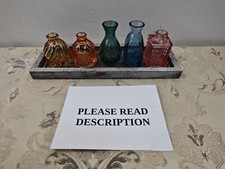 Glasseam Small Vase Glass for Home: 5 Colourful Bud Vases with Wooden (READ)