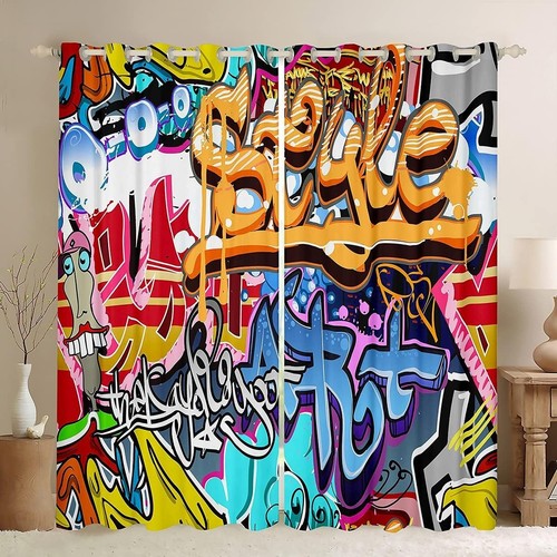 Hippie graffiti curtains - graffiti,