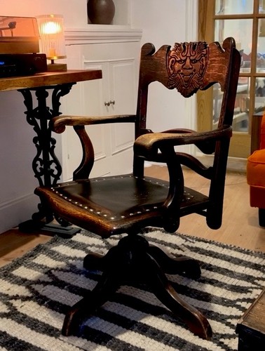 Antique oak swivel desk - oak,