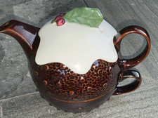 CHRISTMAS PUDDING TEAPOT Tea For One Never used - Only Seasonal display  MINT