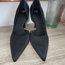 Zara Black Suede  Stilleto Pointy High Heel Court Shoe 40 NWOT