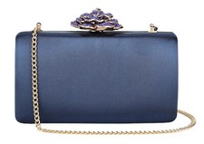 Ladies Satin Hard Case Clutch