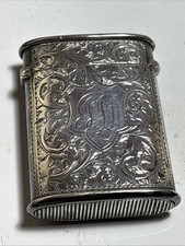 Antique Silver Sliding Draw Vesta Case Box Hallmarked Birmingham 1912