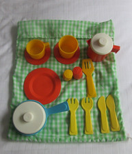 1970's Fisher Price Tea set in Original Gingham Bag