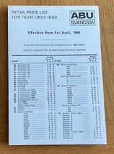 ABU Svängsta 1968 Tight Lines Price List + Record Fish Entry Form - VGUC !!!